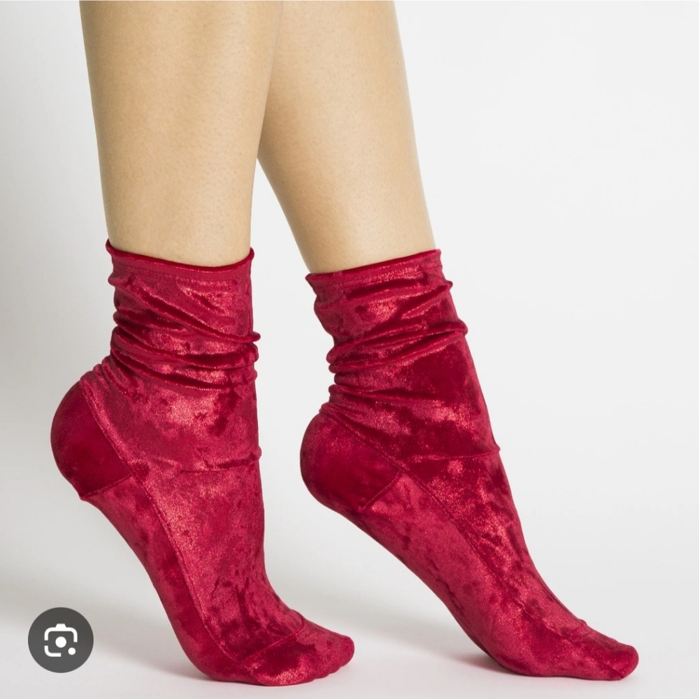 Darner Red Crushed Velvet Women's Socks